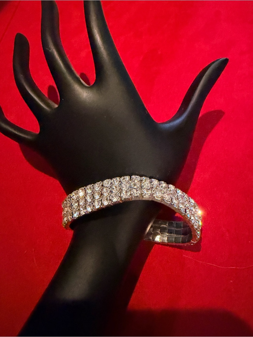 Sparkling Crystal Stretch Bracelet - Silver Tone